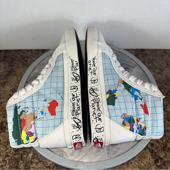 Vans Sk8-Hi Save Our Planet Mulicolor World Map Mens‎ Sz 3.5 Womens 5 High Tops - Picture 5 of 9
